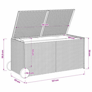 Gartentruhe Grau 283L Poly Rattan mit Rollen