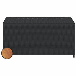 Gartentruhe Schwarz 190L Poly Rattan mit Rollen