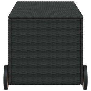 Gartentruhe Schwarz 190L Poly Rattan mit Rollen