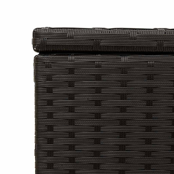 Gartentruhe Schwarz 190L Poly Rattan mit Rollen