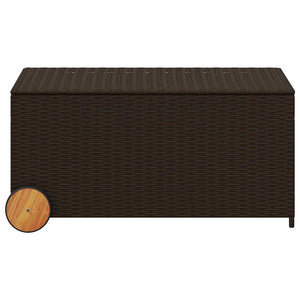 Gartentruhe Braun 190L Poly Rattan mit Rollen
