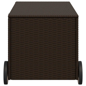 Gartentruhe Braun 190L Poly Rattan mit Rollen
