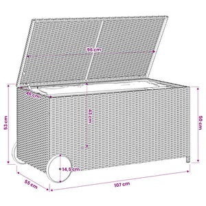 Gartentruhe Braun 190L Poly Rattan mit Rollen