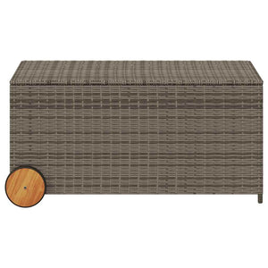 Gartentruhe Grau 190L Poly Rattan mit Rollen