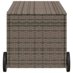 Gartentruhe Grau 190L Poly Rattan mit Rollen