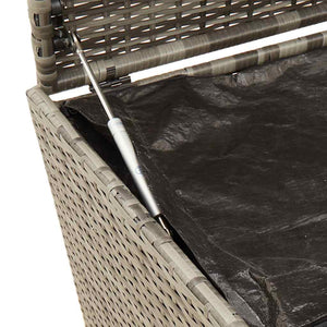 Gartentruhe Grau 190L Poly Rattan mit Rollen