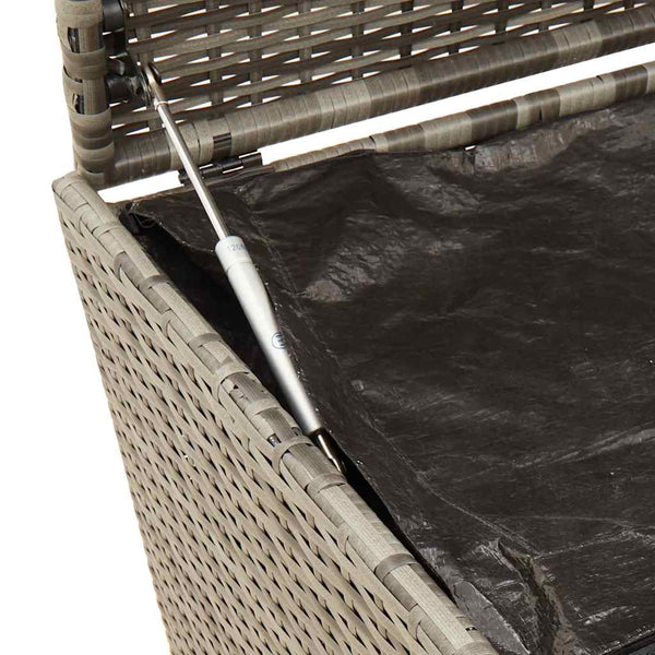 Gartentruhe Grau 190L Poly Rattan mit Rollen