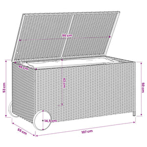 Gartentruhe Grau 190L Poly Rattan mit Rollen