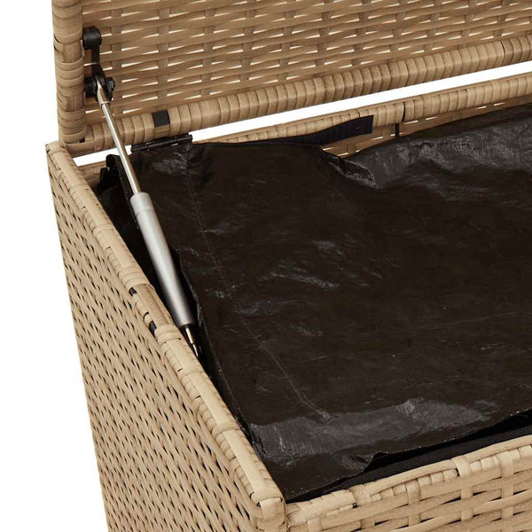vidaXL Garden Storage Box with Wheels Beige 190L Poly Rattan