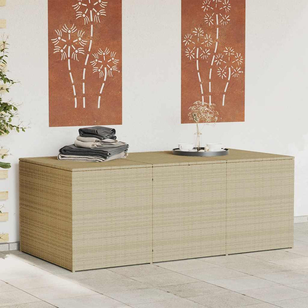Gartentruhe Beige 984L Poly Rattan