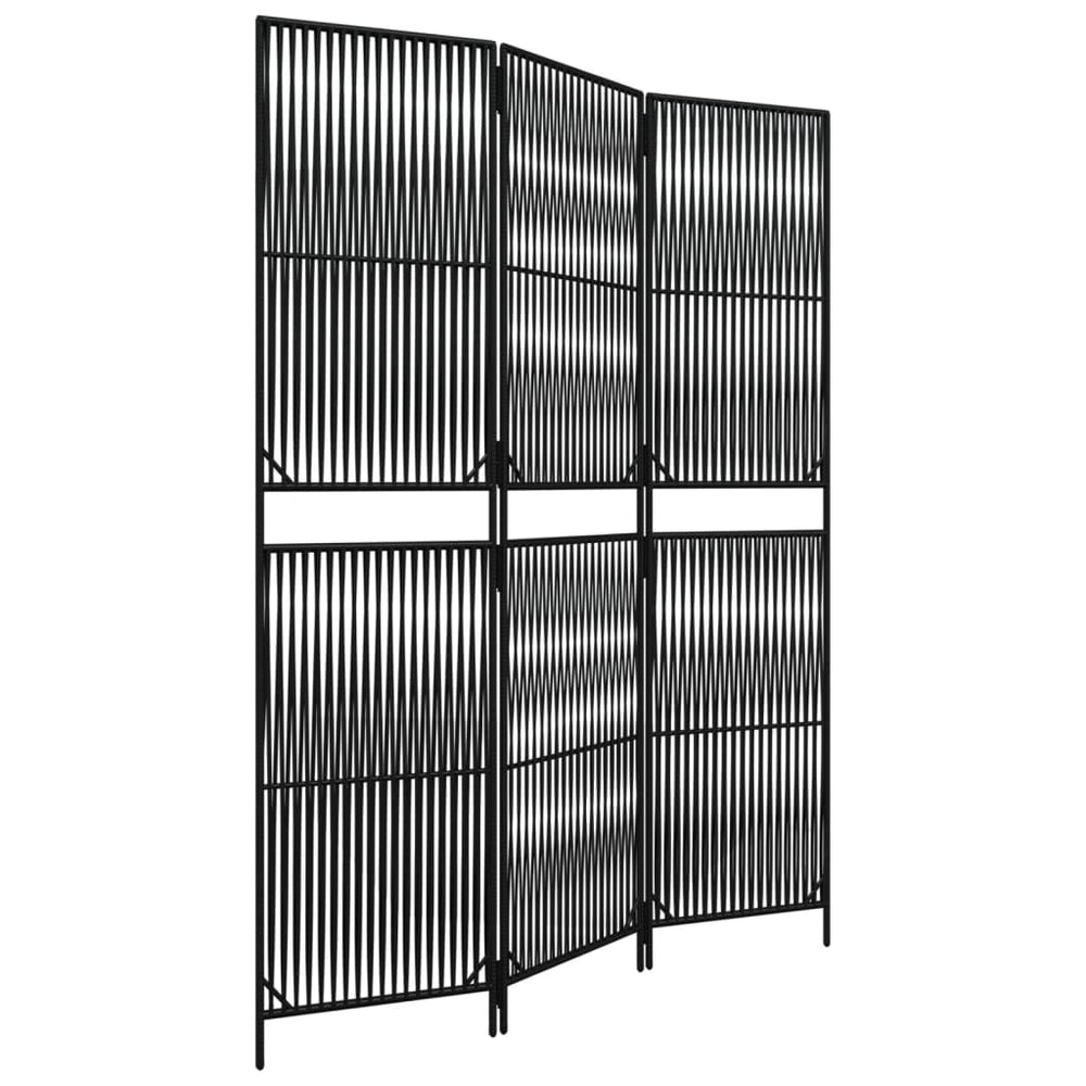 Schwarzer Poly Rattan Paravent, 3-teilig