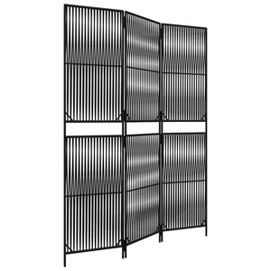 Schwarzer Poly Rattan Paravent, 3-teilig