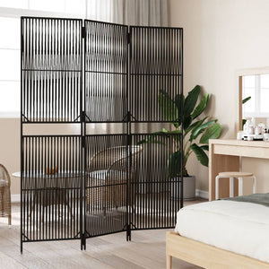 Schwarzer Poly Rattan Paravent, 3-teilig