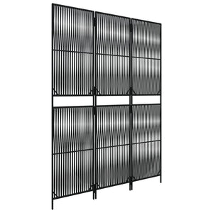Schwarzer Poly Rattan Paravent, 3-teilig