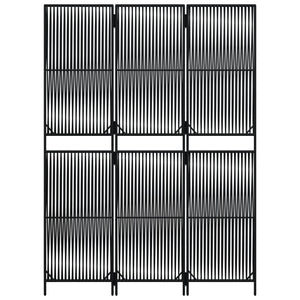 Schwarzer Poly Rattan Paravent, 3-teilig