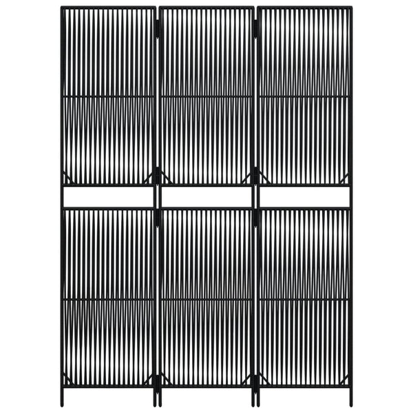 Schwarzer Poly Rattan Paravent, 3-teilig