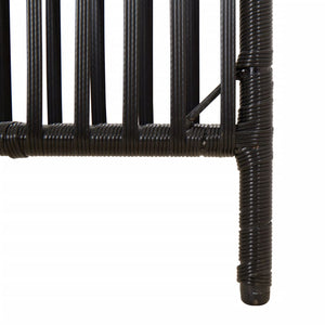 Schwarzer Poly Rattan Paravent, 3-teilig