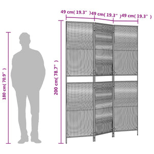 Schwarzer Poly Rattan Paravent, 3-teilig
