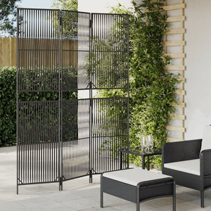 Schwarzer Poly Rattan Paravent, 3-teilig