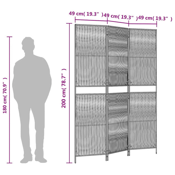 Braun Poly Rattan Paravent, 3-teilig