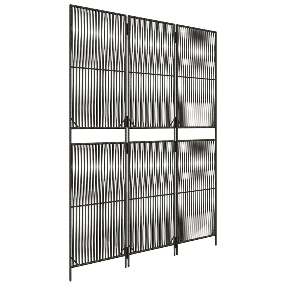 Grauer 3-teiliger Raumteiler aus Rattan