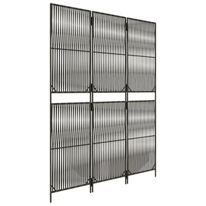 Grauer 3-teiliger Raumteiler aus Rattan