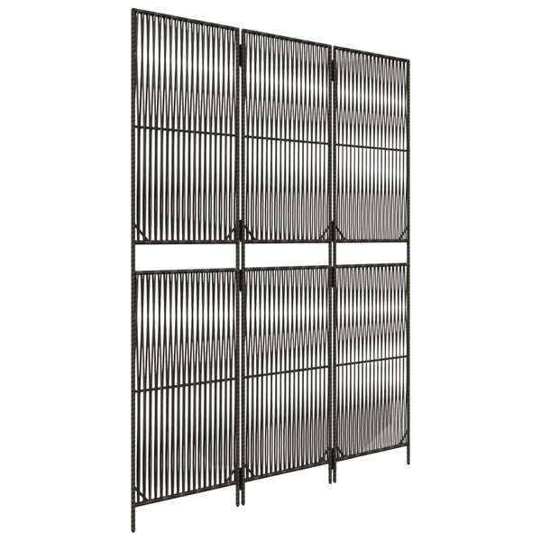 Grauer 3-teiliger Raumteiler aus Rattan
