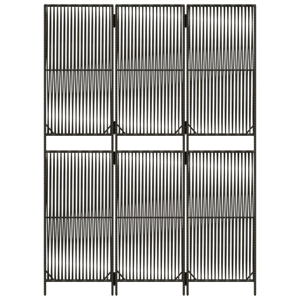 Grauer 3-teiliger Raumteiler aus Rattan