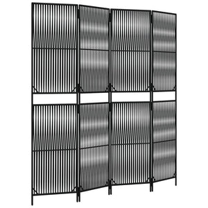 Schwarzer 4-teiliger Paravent aus Poly Rattan