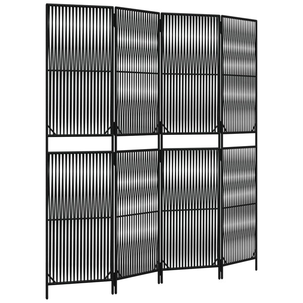 Schwarzer 4-teiliger Paravent aus Poly Rattan