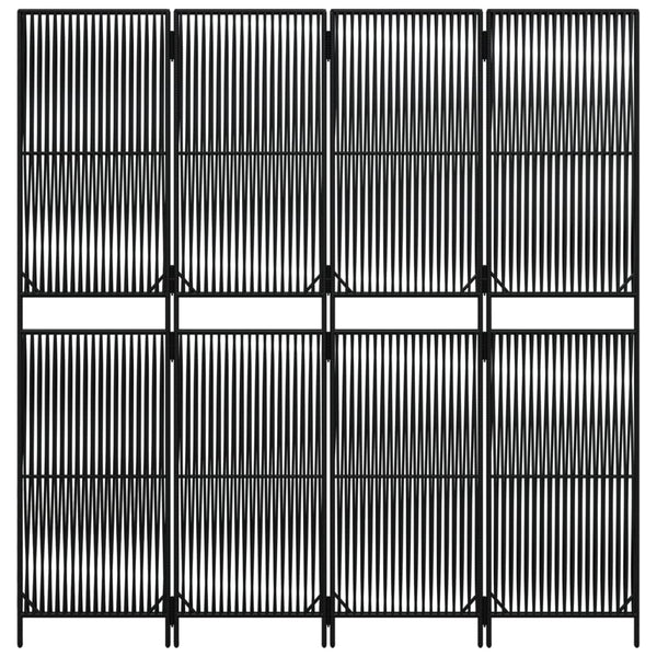 Schwarzer 4-teiliger Paravent aus Poly Rattan