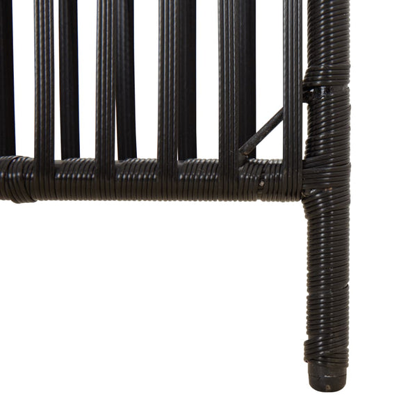 Schwarzer 4-teiliger Paravent aus Poly Rattan