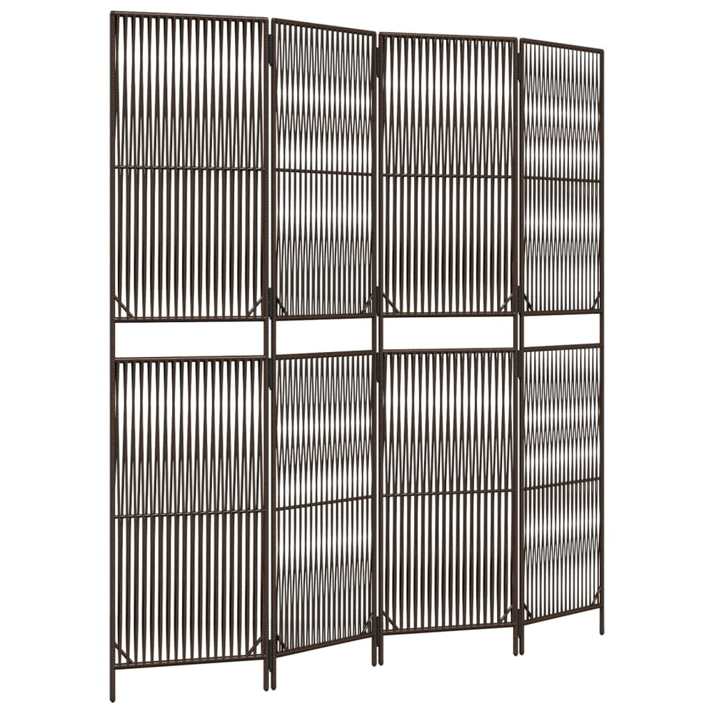 Braun Poly Rattan Paravent, 4-teilig
