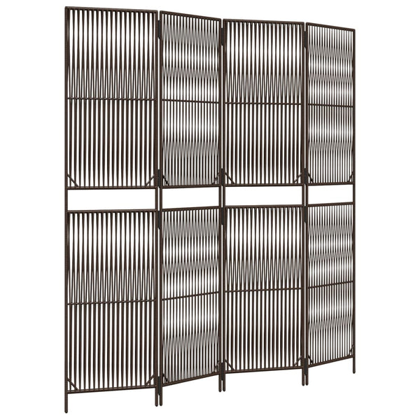 Braun Poly Rattan Paravent, 4-teilig