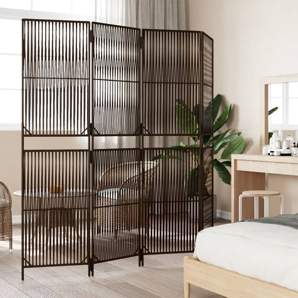 Braun Poly Rattan Paravent, 4-teilig