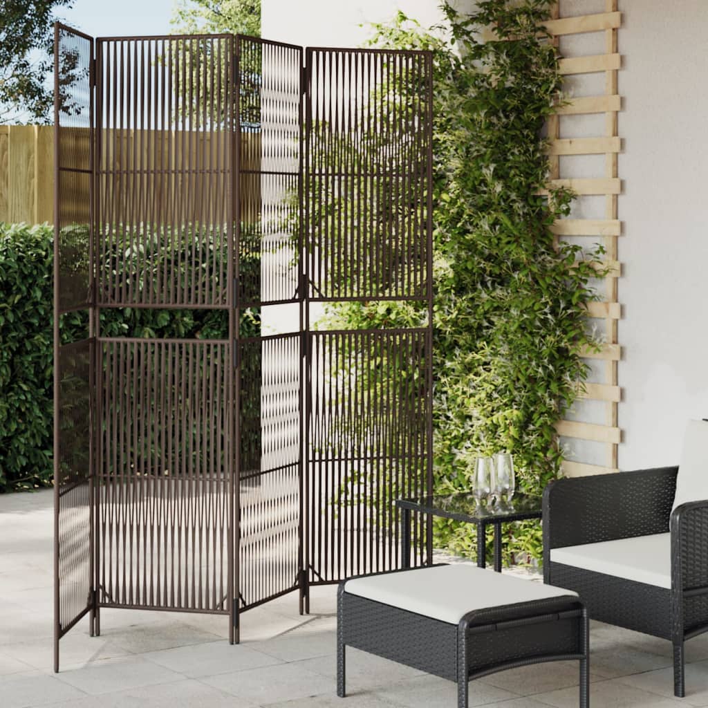 Braun Poly Rattan Paravent, 4-teilig