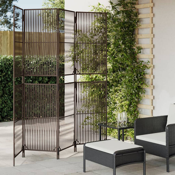 Braun Poly Rattan Paravent, 4-teilig