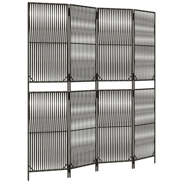Grauer 4-Panel Raumteiler aus Rattan