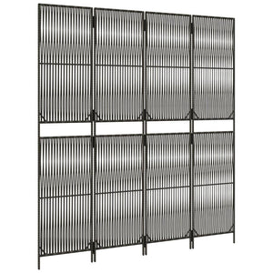 Grauer 4-Panel Raumteiler aus Rattan
