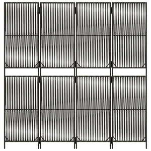 Grauer 4-Panel Raumteiler aus Rattan