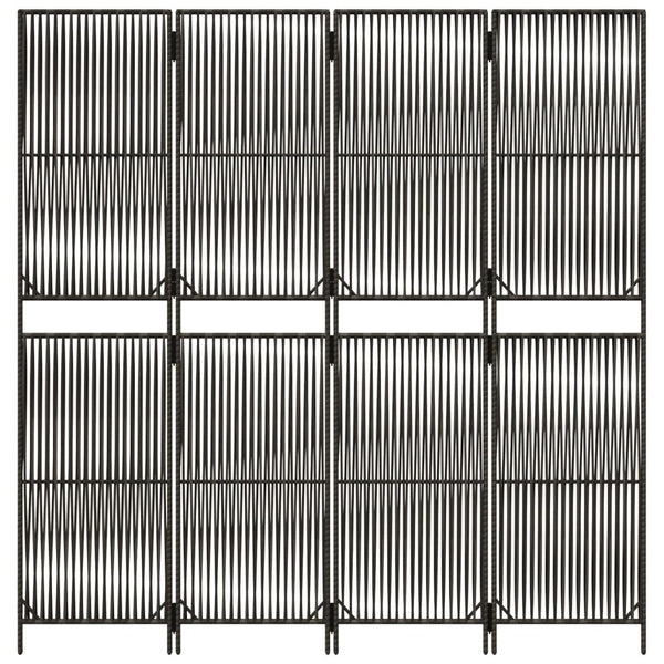 Grauer 4-Panel Raumteiler aus Rattan
