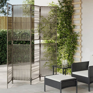 Grauer 4-Panel Raumteiler aus Rattan