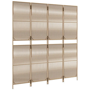 Beiger Paravent 4-teilig Poly Rattan