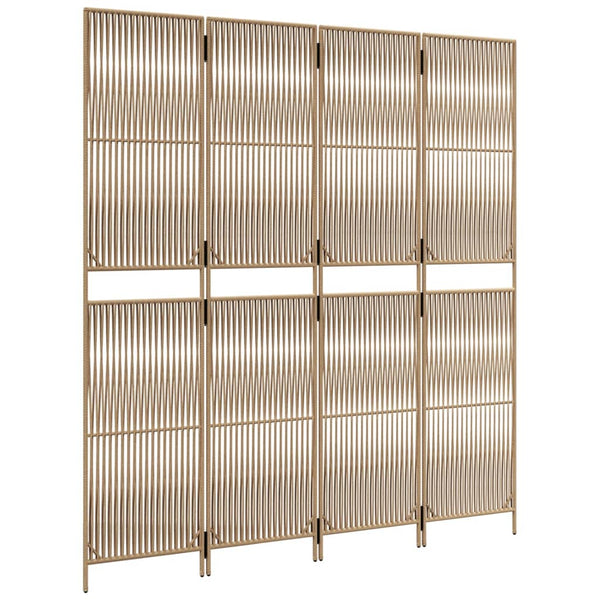 Beiger Paravent 4-teilig Poly Rattan
