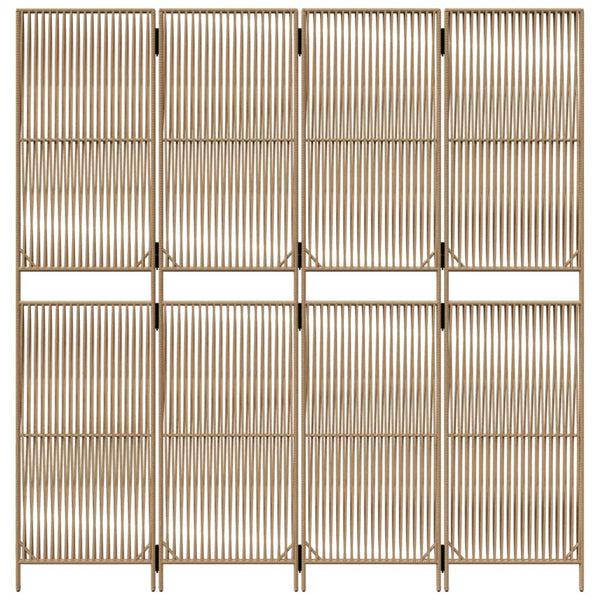 Beiger Paravent 4-teilig Poly Rattan