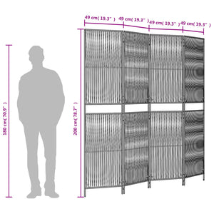 Beiger Paravent 4-teilig Poly Rattan