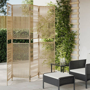 Beiger Paravent 4-teilig Poly Rattan