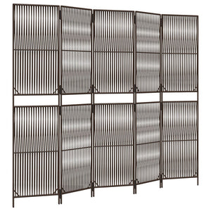 5-teiliger Paravent Braun Poly Rattan
