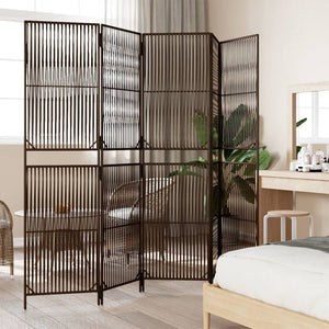 5-teiliger Paravent Braun Poly Rattan