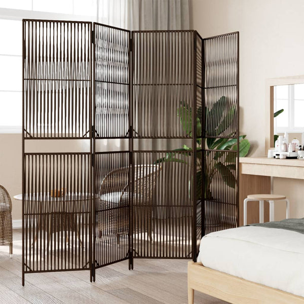 5-teiliger Paravent Braun Poly Rattan
